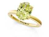 Yellow gold Fancy Yellow Oval Cut Diamond Solitaire Ring with Thin Band and Prong Setting_13