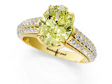 Yellow gold Fancy Yellow Oval Cut Diamond Solitaire Ring with Three-Row Pavé Band and Four-Prong Setting_38