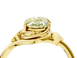 Yellow gold Fancy Yellow Oval Cut Diamond Solitaire Ring with Twist Band and Four-Prong Setting_61