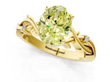 Yellow gold Fancy Yellow Oval Cut Diamond Solitaire Ring with Twisted Band and Prong Setting_184
