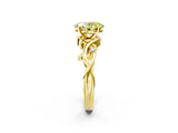 Yellow gold Fancy Yellow Oval Cut Diamond Solitaire Ring with Twisted Band and Prong Setting_185