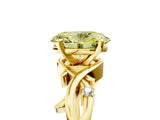 Yellow gold Fancy Yellow Oval Cut Diamond Solitaire Ring with Twisted Band and Prong Setting_188