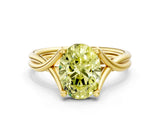 Yellow gold Fancy Yellow Oval Cut Diamond Solitaire Twist Band Prong Setting Ring_79