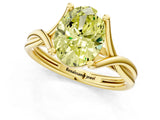 Yellow gold Fancy Yellow Oval Cut Diamond Solitaire Twist Band Prong Setting Ring_80