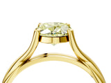 Yellow gold Fancy Yellow Oval Cut Diamond Solitaire Twist Band Prong Setting Ring_83