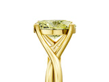 Yellow gold Fancy Yellow Oval Cut Diamond Solitaire Twist Band Prong Setting Ring_84