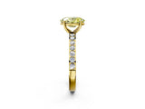 Yellow gold Fancy Yellow Oval  Cut Diamond Solitaire with Pave Band and Four-Prong Setting 2