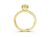 Yellow gold Fancy Yellow Oval  Cut Diamond Solitaire with Pave Band and Four-Prong Setting 3