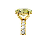 Yellow gold Fancy Yellow Oval  Cut Diamond Solitaire with Pave Band and Four-Prong Setting 5