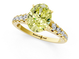 Yellow gold Fancy Yellow Oval  Cut Diamond Solitaire with Pave Band and Four-Prong Setting_153