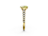 Yellow gold Fancy Yellow Oval  Cut Diamond Solitaire with Pave Band and Four-Prong Setting_154