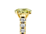 Yellow gold Fancy Yellow Oval  Cut Diamond Solitaire with Pave Band and Four-Prong Setting_157