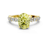 Yellow gold Fancy Yellow Oval Cut Diamond Solitaire with Side Stones, Pave Band, Four-Prong Setting_114