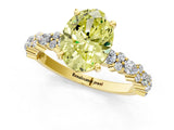 Yellow gold Fancy Yellow Oval Cut Diamond Solitaire with Side Stones, Pave Band, Four-Prong Setting_115