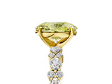 Yellow gold Fancy Yellow Oval Cut Diamond Solitaire with Side Stones, Pave Band, Four-Prong Setting_119