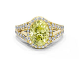 Yellow gold Fancy Yellow Oval Cut Diamond Split Shank Halo Ring with Four-Prong Setting_58
