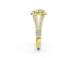 Yellow gold Fancy Yellow Oval Cut Diamond Split Shank Halo Ring with Four-Prong Setting_60