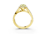 Yellow gold Fancy Yellow Oval Cut Diamond Split Shank Halo Ring with Four-Prong Setting_61