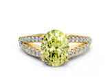 Yellow gold Fancy Yellow Oval Cut Diamond Split Shank Pavé Engagement Ring with Four-Prong Setting_60