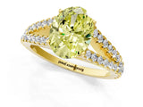 Yellow gold Fancy Yellow Oval Cut Diamond Split Shank Pavé Engagement Ring with Four-Prong Setting_61