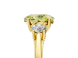 Yellow gold Fancy Yellow Oval Cut Diamond Three-Stone Engagement Ring with Prong Setting and Pavé Band_5