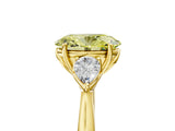 Yellow gold Fancy Yellow Oval Cut Diamond Three-Stone Ring with Pear Side Stones and Four-Prong Setting_101