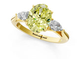 Yellow gold Fancy Yellow Oval Cut Diamond Three-Stone Ring with Pear Side Stones and Four-Prong Setting_97