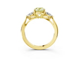 Yellow gold Fancy Yellow Oval Cut Diamond Three-Stone Ring with Pear Side Stones and Four-Prong Setting_99