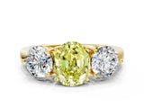 Yellow gold Fancy Yellow Oval Cut Diamond Three-Stone Ring with Prong Setting and Classic Band_102