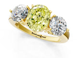 Yellow gold Fancy Yellow Oval Cut Diamond Three-Stone Ring with Prong Setting and Classic Band_103