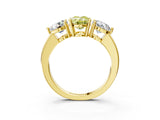 Yellow gold Fancy Yellow Oval Cut Diamond Three-Stone Ring with Prong Setting and Classic Band_105