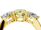 Yellow gold Fancy Yellow Oval Cut Diamond Three-Stone Ring with Prong Setting and Classic Band_106