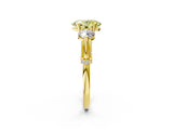Yellow gold Fancy Yellow Oval Cut Diamond Three-Stone Ring with Prong Setting and Pavé Band_2