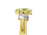 Yellow gold Fancy Yellow Oval Cut Diamond Three-Stone Ring with Prong Setting and Pavé Band_5
