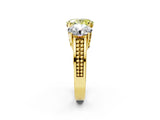 Yellow gold Fancy Yellow Oval Cut Diamond Three-Stone Ring with Prong Setting and Textured Band_14