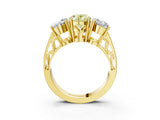 Yellow gold Fancy Yellow Oval Cut Diamond Three-Stone Ring with Prong Setting and Textured Band_15