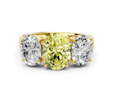 Yellow gold Fancy Yellow Oval Cut Diamond Three-Stone Ring with Prong Setting and Textured Band_24