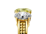 Yellow gold Fancy Yellow Oval Cut Diamond Three-Stone Ring with Prong Setting and Textured Band_29