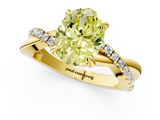 Yellow gold Fancy Yellow Oval  Cut Diamond Twist Band Solitaire with Prong Setting_25