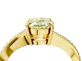 Yellow gold Fancy Yellow Oval  Cut Diamond Twisted Band Engagement Ring with Prong Setting_7