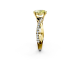 Yellow gold Fancy Yellow Oval  Cut Diamond Twisted Band with Pavé Setting and Four-Prong Setting_22