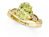 Yellow gold Fancy Yellow Oval  Cut Diamond with Milgrain Marquise and Bezel Accents on a Solitaire Band with Prong Setting_215