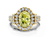 Yellow gold Fancy Yellow Oval  Cut Double Halo Diamond Engagement Ring with Pave Band and Four-Prong Setting_42