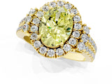 Yellow gold Fancy Yellow Oval  Cut Double Halo Diamond Engagement Ring with Pave Band and Four-Prong Setting_43