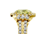 Yellow gold Fancy Yellow Oval  Cut Double Halo Diamond Engagement Ring with Pave Band and Four-Prong Setting_47
