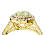 Yellow gold Fancy Yellow Oval  Cut Double Halo Split Shank Diamond Ring with Prong Setting_47