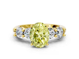 Yellow gold Fancy Yellow Oval  Cut Five-Stone Prong Set Diamond Ring with Classic Band_43