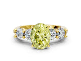 Yellow gold Fancy Yellow Oval  Cut Five-Stone Prong Set Diamond Ring with Classic Band_55