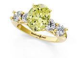 Yellow gold Fancy Yellow Oval  Cut Five-Stone Prong Set Diamond Ring with Classic Band_56
