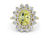 Yellow gold Fancy Yellow Oval Cut Halo Cluster Diamond Ring with Pave Band and Four-Prong Setting_12